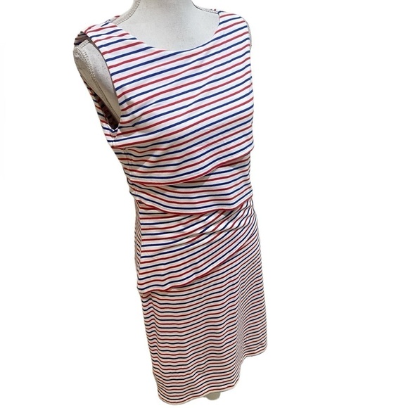 NWT J McLaughlin modal stretch cotton striped layers sleeveless dress sz medium - Picture 4 of 11